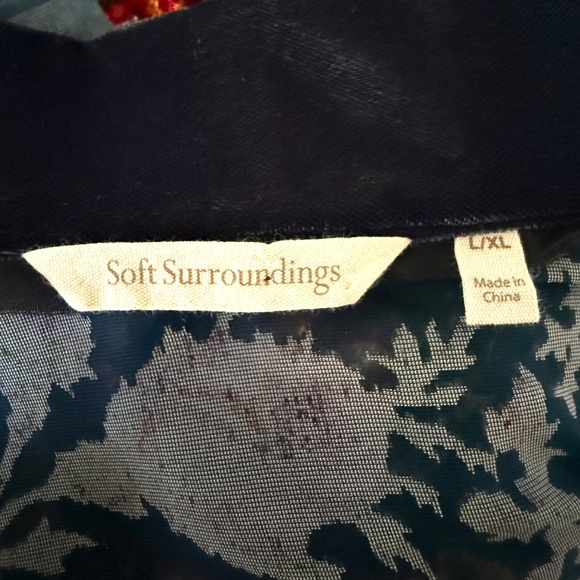 Soft Surroundings Velvet Burnout Kimono Jacket Topper Beaded Large L XL Blue - Picture 8 of 9